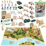 Blue Panda Army Action Figures Set - 400 Pieces, Ages 8+ - Little Soldier Battlefields & Olden Time Army Sets with Fort Ac...