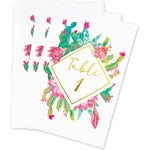 Sparkle and Bash Succulent Table Numbers - 4x6 in, Pack of 25, Gold Foil Cactus Design - Floor-Standing Wedding & Baby Sho...
