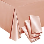 Sparkle and Bash Rose Gold Plastic Rectangular Tablecloth - Easy-Clean Disposable Rose Gold Tablecloth - Bridal Shower Dec...