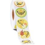 BLUE PANDA Bee Sticker Roll - 1000 Count, 1.5 in Round, Multicolor - Self-Adhesive Bumblebee Stickers for Classroom Reward...