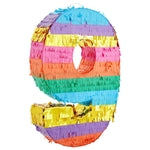 BLUE PANDA Rainbow Number 9 Pinata - 16.5 x 11.4 x 3 in, Multi-Color for 9th Birthday, Fiesta Party Supplies, Party Favors...