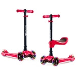 Lascoota Kick Scooter with Seat - Convertible 2-in-1 Ride for Red Scooter with Seat - LED Light Wheels for Young Riders - ...