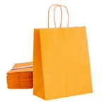 25-Pack Orange Gift Bags with Handles, 8x4x10-Inch Paper Goodie Bags for Party Favors and Treats, Birthday Party Supplies