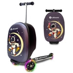 Lascoota Scooter Suitcase - 2-in-1 Ride-On Suitcase for Kids Ages 6-12 - Foldable Lightweight Boys Luggage - LED Light Sco...