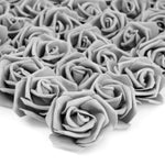 Bright Creations Artificial Flowers Foam Roses - 100-Pack, 3-Inch Grey Polyethylene Flower Heads - Bulk Grey Stemless Rose...