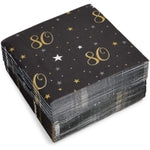 Sparkle and Bash Bulk Happy 80th Birthday Napkins for Party Decorations, 2-Ply, Black and Gold (6.5 x 6.5 In), Pack of 100...