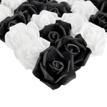 Bright Creations Black & White Roses Stemless Foam Rose Heads - 100 Pack, 3 in Polyethylene Craft Foam - Faux Flowers for ...