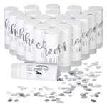 Sparkle and Bash Wedding Confetti Wands - 1.5 x 4.2 In, 20 Pack, Silver & White - Metallic Foil Dispenser for Send Off, Br...