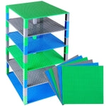 Strictly Briks Baseplate Set - Compatible with Lego, 10 x 10 in 6 Baseplates with 50 Stackers, Stackable Baseplates Buildi...