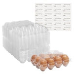Stockroom Plus Clear Plastic Egg Cartons - Clear Containers with Date Labels - Bulk Egg Storage Set - Reusable Storage Con...