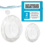 Impresa 2-Pack Silicone Overflow Drain Cover - Clear, 6in OD x 4in ID - Top Plug Depth Control & Tub Overflow Cover - 12-P...