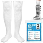 IMPRESA 3-Pack Compression Sock Liners Compatible with Aircast Walker Boots & Casts - White, One Size Fits Most - Breathab...