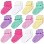CozyWay Toddler Ruffle Socks - Soft Breathable Cotton Comfort - Stay-Put Design & Toddler Socks With Grippers - 9-24 Month...
