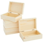 Bright Creations Wooden Boxes - 4 Pack, 5.5 x 3.5 x 2 in, Unfinished Pinewood - Wood Box with Hinged Magnetic Lid - DIY Cr...