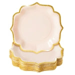 Sparkle and Bash Pink Paper Party Plates - 9 in Gold Foil Scalloped Edges - Heavy-Duty Disposable - for Tea Party Decorati...