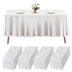 Prestee 24 Pack Plastic Table Cloth Disposable - 108" x 54" White Table Cloth Rectangle for Indoor or Outdoor Use - White ...