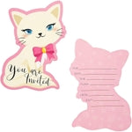 BLUE PANDA Cat Birthday Invites - 5 x 7 In, 36 Pack, Pink Modern Cartoon - Kids Invites with Envelopes Party Pack - Cat Th...