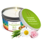 MAGNIFICENT 101 7 Chakra Energy Cleansing Aromatherapy Tin Candle with Chakra Oils - 6 Oz Orange Soy Wax - 35 Hr Burn - He...