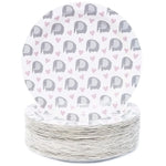 Sparkle and Bash Elephant Plates - 9-Inch Pink, 80-Pack - Paper Party Plates for Baby Shower, Dessert & Dinner - Elephant-...