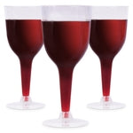 Prestee 24 Clear Stemmed Plastic Wine Glasses - 10 oz Disposable Wine Glasses for Parties - Plastic Goblet Cups with Stem ...