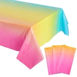 Sparkle and Bash Colorful Tablecloth - 54 x 108 in, Pastel Ombre Plastic, Pack of 3 - Rainbow Plastic Tablecloth for Kids'...