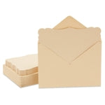Paper Junkie Blank Scalloped Cards & Envelopes - 5x7 In, Brown Kraft, 50 Pack - Printable Rustic Cards & Kraft Paper Invit...