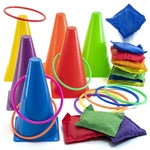 Prextex Multicolored 3-in-1 Yard Game Set - Ring Toss Game, Bean Bags, Cones - Outdoor Toys for Toddlers & Kids, Children'...