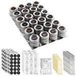 Talented Kitchen Magnetic Stainless Steel Spice Jars - 24-Pack, 3 oz, Silver - Magnetic Kitchen Spice Jars with Organizer ...