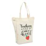 Sparkle and Bash Canvas Tote Bag - 14.5 x 15 x 6 In, Beige - Teacher Appreciation Tote Bag Teaching Is a Work of Heart Des...