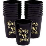 Sparkle and Bash 16 Pack Cheers to 40 Years Plastic Party Cups - 40th Birthday Decorations for Men and Women, Anniversarie...