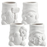 Bright Creations Paintable Ceramic Garden Gnome Planters - 3 x 3 x 4 in, White, Pack of 4, Unfinished - Succulent Pots to ...
