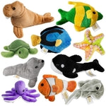 PREXTEX 10 Piece Plush Soft Stuffed Sea Animals - Small Stuffed Animals Bulk - Playset Plush Assortment, Turtle, Stingray,...