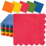 Sparkle and Bash Colorful Napkins - 150 Pack 6.5 x 6.5 in 2-Ply, Scalloped Paper in 5 Solid Colors - Absorbent Fiesta Dinn...