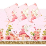 Sparkle and Bash Disposable Fairy Party Tablecloth - 54 x 108 in, 3-Pack, Multi-Color - Plastic Tablecloth Cover for Tea P...