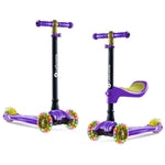 Lascoota 2-in-1 Kick Scooter with Seat - Lean-to-Steer Balance 3 Wheel Scooter - for 3-Year-Old Gifts - Purple & Yellow, A...