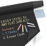Kassa X-Large Chalkboard Wallpaper - Clear | 1.4ft x 8ft Adhesive Paper Roll | Includes 3 Markers & Eraser Cloth | Peel & ...