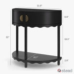 Stead Scalloped Skirt Half Moon Console Table - Space-Saving Entryway Table for Narrow Hallways - Slim Entryway Console wi...