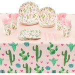 Sparkle and Bash Cactus Birthday Party Decorations 169-Piece Dinnerware Set - Pink, Serves 24 - For Plant Party Decor & Na...