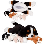 PixieCrush Dog Stuffed Animals - Bernese Mommy with 4 Puppies in Her Tummy - Huggable and Fluffy Dog Plushies for Imaginat...