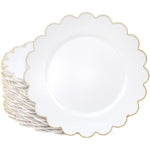 Sparkle and Bash Bridal Shower Plates - 9 in, White Plastic, 50 Pack, Gold Scalloped Edge - Disposable Plates for Weddings...