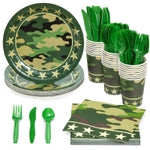 144-Piece Camo Party Decorations for Army-Themed Birthday, Baby Shower, Welcome Home Party, Serves 24, Includes Camouflage...