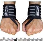 WOD Nation Wrist Wraps - 12-Inch, Black & Grey - Gym Wrist Straps & Lifting Straps for Strength Training & Weightlifting S...