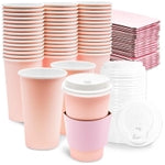 Sparkle and Bash Insulated 16 oz To Go Coffee Cup - Insulated Disposable Coffee Cups with Lids - Party Supply for Baby Sho...