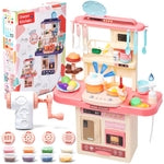 Prextex Plastic Pretend Play Kitchen Set - Multi-Color Kitchen Playset with Dishwasher and Oven - Stove with Lights and So...