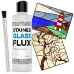 IMPRESA Liquid Zinc Flux for Stained Glass Supplies - 8 Oz Bottle - Water-Soluble Formula & Brush Included - Compatible wi...
