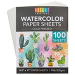 Bright Creations Printable Cold Pressed Watercolor Paper Bulk Pad - 100 Sheets, 8.5 x 11 In, 230 GSM, White - Painting Pap...