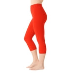 SATINA High Waisted Capri Leggings for Women - Capri Leggings for Women - High Waist for Tummy Control - Red Capri Legging...