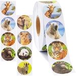 BLUE PANDA Animal Sticker Roll - 1000 Count, Circle Shape - Fade-Resistant Paper Roll for Kids & Classroom Rewards - Zoo A...