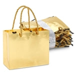 Sparkle and Bash Gold Goodie Bags - Mini Metallic Gold Reusable Paper Bags for Party Favors, Pack of 24, 6 x 5 x 2.5 Inche...