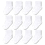 CozyWay Baby & Toddler Crew Socks - Stay-Put Fit with Toddler Socks - Stretchable Comfort for Baby Girl - 3T-5T, White, Pa...